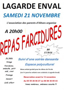 L'association des parents d'élèves organise un repas Facidures le 21 nov 2015