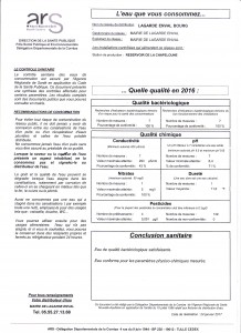 Rapport d'eau Janvier 2017